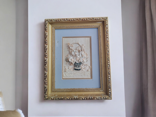 Vintage 3D Framed Fabric Flowers